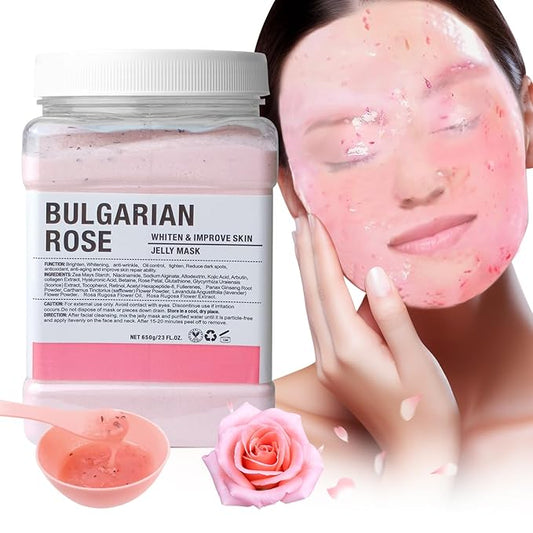 Jelly Mask for Facials Professional, Hydrating & Moisturizing Peel-Off Natural Gel Face Mask SkinCare, Professional Spa Use Jelly Face Masks, Deep Hydration & Glow 23 Fl Oz (Bulgarian Rose)