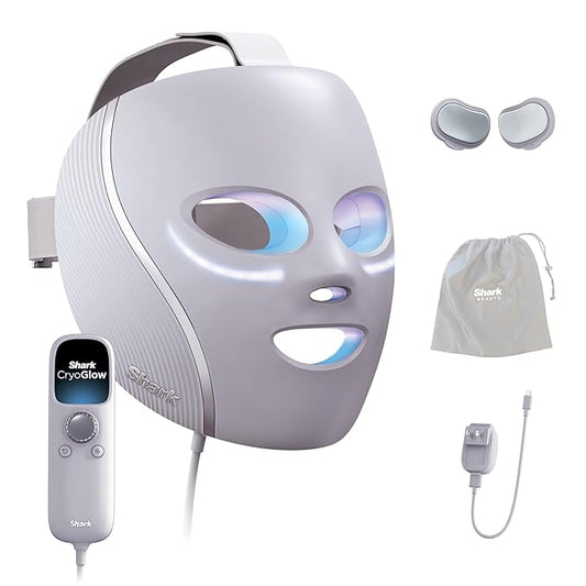 Shark CryoGlow LED Face Mask (FSA/HSA Eligible*) with Under-Eye Cooling, Anti-Ageing & Blemish Repair, Red & Blue LED, Infrared Light Therapy, USB-C, Remote Control, Storage Bag, Lilac Chill, FW312PL