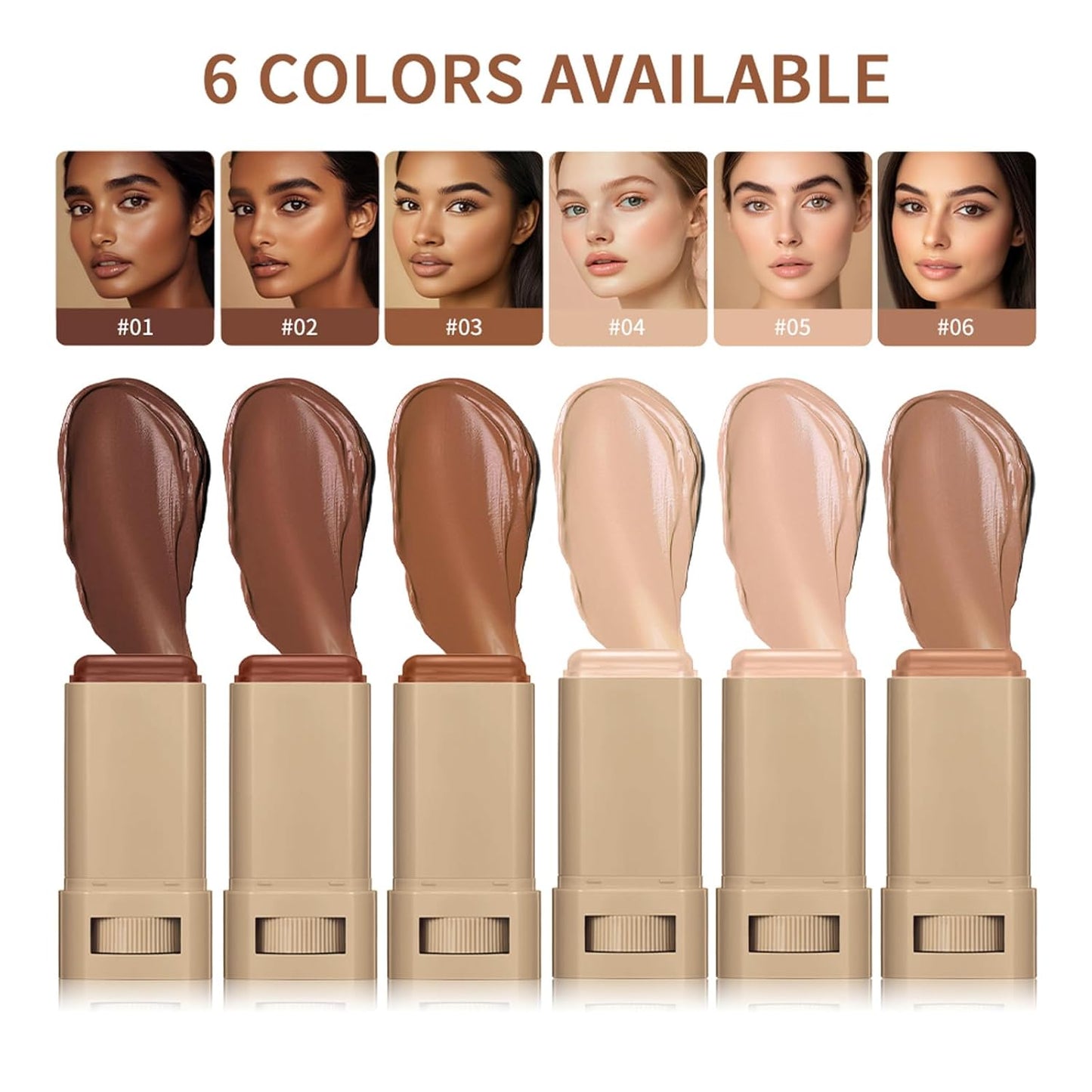 3 Pcs Beauty Balm Serum Boosted Skin Tint Foundation Stick Solid Tinted Moisturizing Serum Contour Stick for Flawless, Sheer to Medium Coverage, Radiant & Dewy Finish, Face Tinted Foundation(3# 5# 6#)