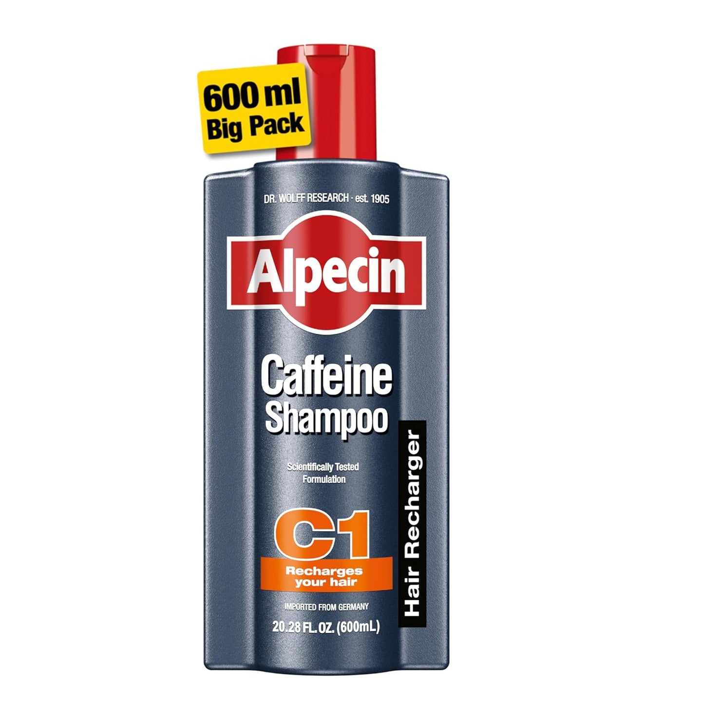 Alpecin C1 Caffeine Shampoo 20.28 fl oz I Hair Performance Enhancer I Promotes Natural Hair Growth and Thickness I Energizes Scalp 600mL 1 Pack