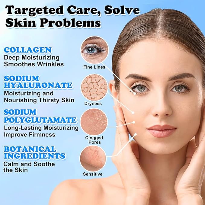 Collagen Face Mask Skincare For Women Hyaluronic Acid Moisturizing Firming Calming Hydrating Pore Treatment of Different Ages and Skin Types Urban Beauty Secret 5 PCS
