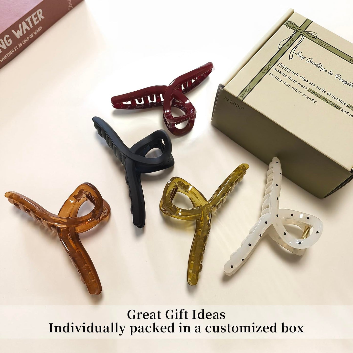 5 Inch Extra Large Claw Clips, 13 cm No Slip Jelly Jumbo No Slip XL Hair Clips for Thick Long Curly Hair, Big Hair Claw Clips, 5 Pack