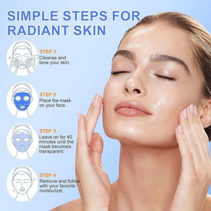 Collagen Face Mask 6 Pieces, Hydrating Overnight Hydrogel Mask, Deep Collagen Mask for Pore Minimizing and Elasticity Improvement