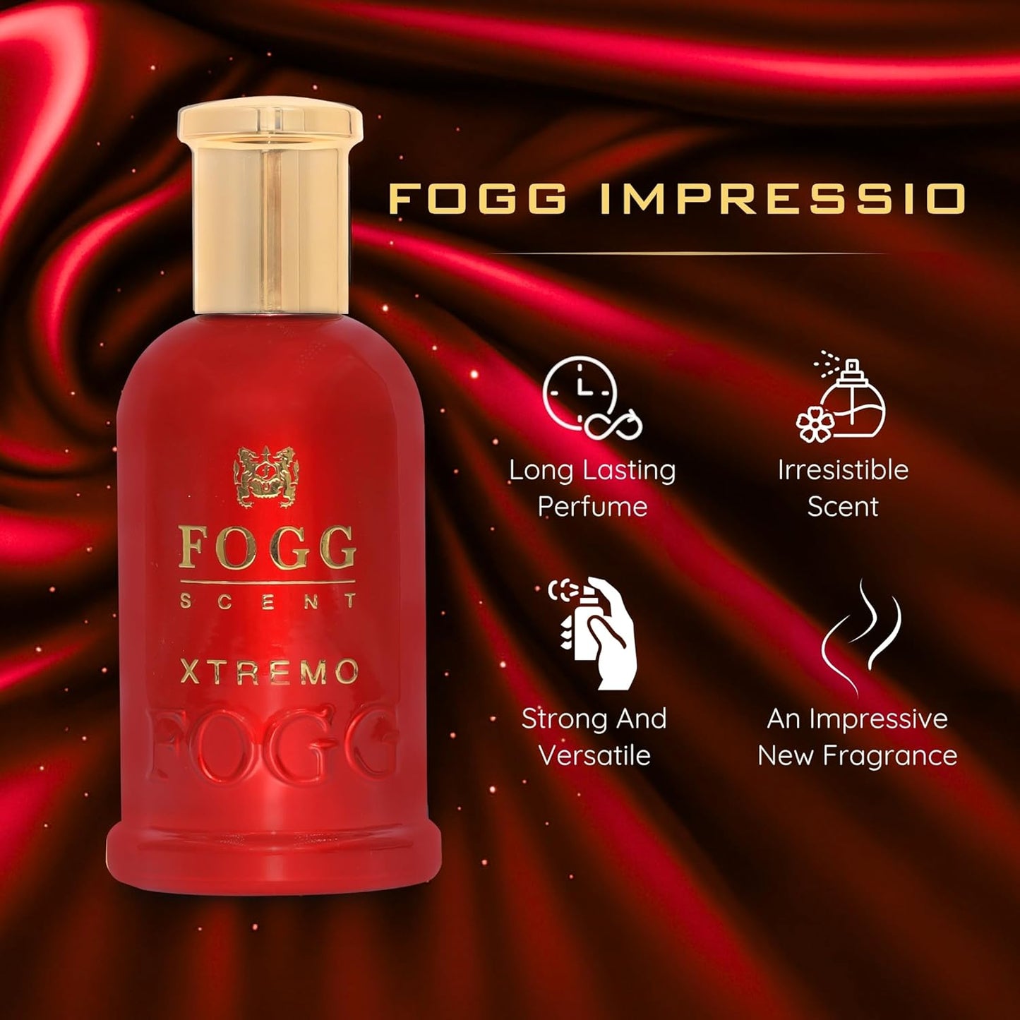 FOGG Xtremo Eau de Parfum for Men | Long-Lasting Bold Fragrance with Ginger, Bitter Orange & Musk Notes | Fresh, Intense Scent – 3.38 oz (100 ml) | Perfect for Daily Wear, Office & Party Use