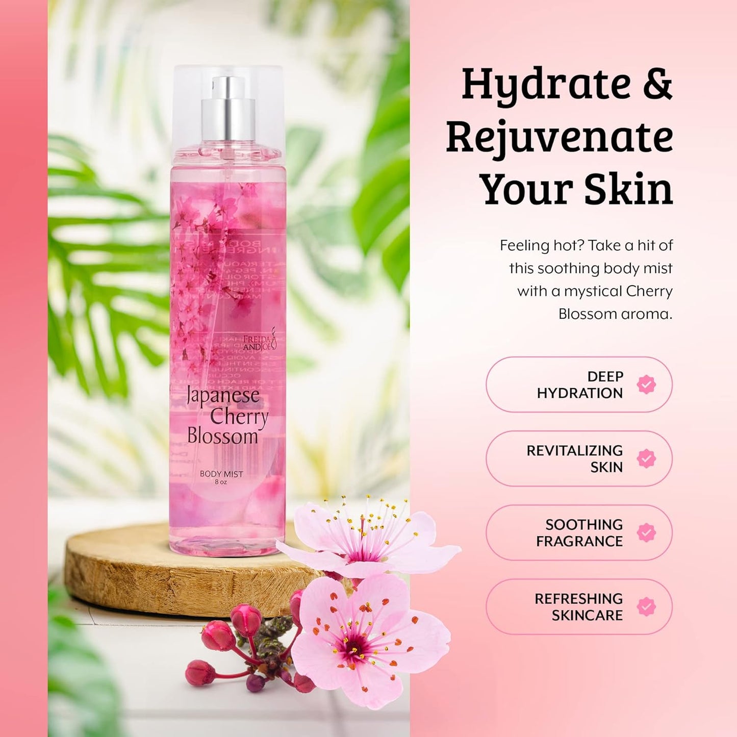 Freida & Joe Japanese Cherry Blossom Body Mist: A Luxurious 8 oz Gift for Her, Exquisite Floral Scent, Ideal Stocking Stuffer Fine Women Body Spray