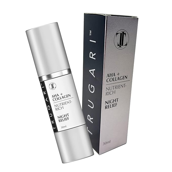 Facial Night Serum with AHA + Collagen, Night Serum for Face, Anti Aging Night Serum, Collagen Boost Anti Aging Serum, Nutrient-Rich Night Face Serum with Vitamins C, B, E, Collagen Skin Care
