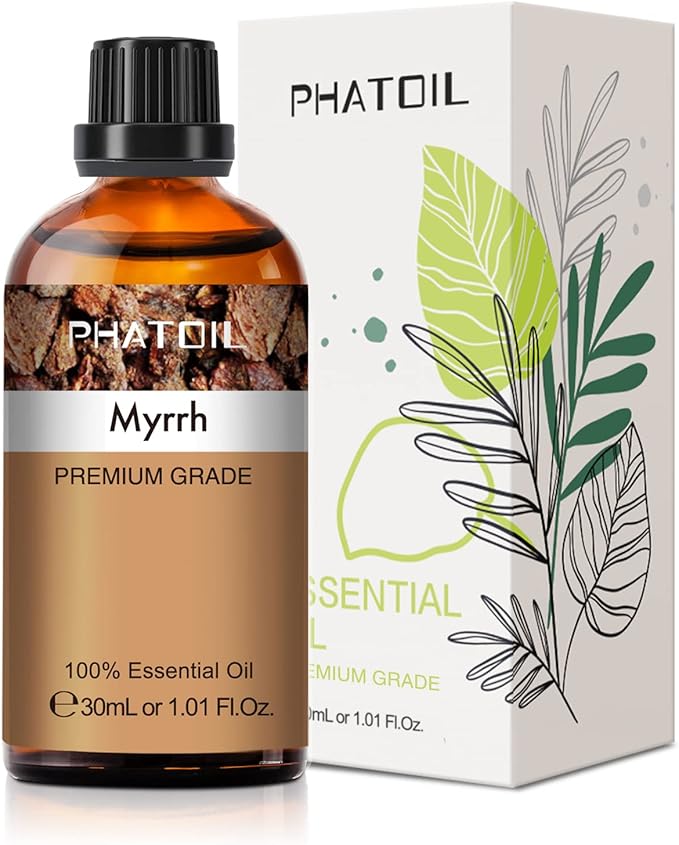 Myrrh Essential Oil, 1.01Fl.Oz (30ML) PHATOIL Pure Essential Oil Singles for Aromatherapy Diffusers, Humidifiers, Great for DIY Candle and Soap Making, Gift for Friend