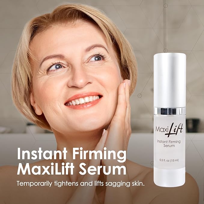MaxiLift Serum, Instant Face Lift Cream, Skin Serum for Face & Instant Eye Lift, Smooth & Firm Loose Sagging Skin, Fine Lines & Wrinkles Within 2 Minutes, 0.5 Fl Oz (Set of 2)