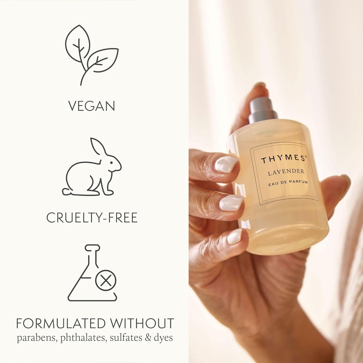 Thymes Eau De Parfum - Scented Perfumes for Women - Women's Fragrances with Notes of Velvety Lavender, Warm Rosewood, Fresh Clary Sage, & Earthy Violet (Lavender, 1.75 fl oz)