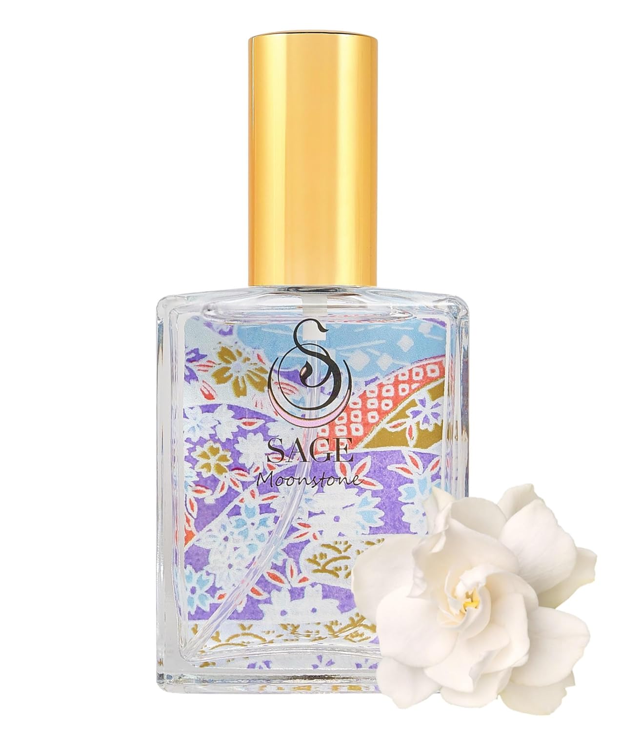 Moonstone Organic Perfume Spray by Sage- 2 oz, Vegan & Cruelty-Free, Floral Scent, Gardenia, Paperwhites, Stargazer Lily - Made in USA