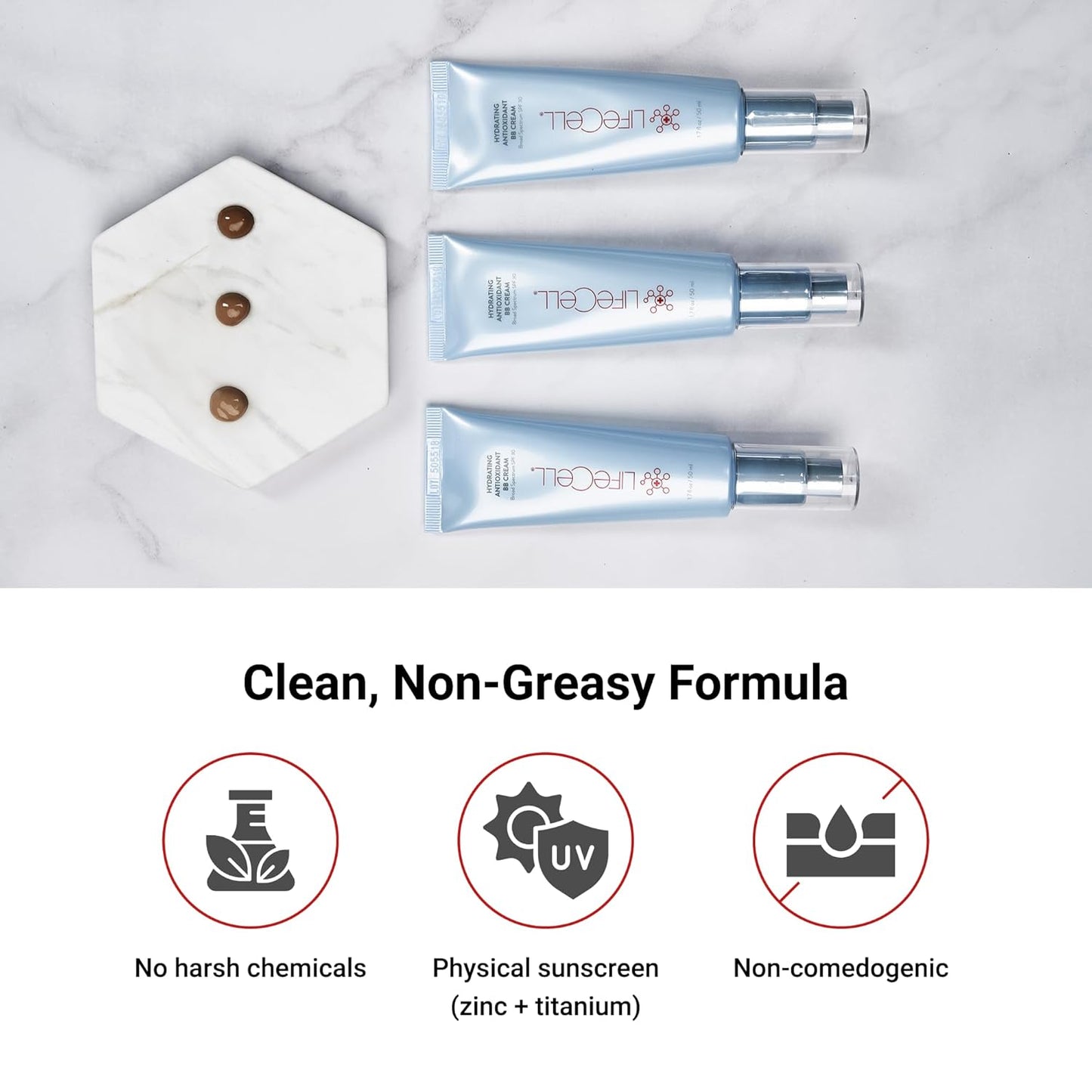 LifeCell All-In-One Anti-Aging Illuminating Tinted Moisturizer with SPF 30 | Antioxidant | Hydrating Lightweight Foundation, Blocks UV Rays,(1.7 oz, Sheer)