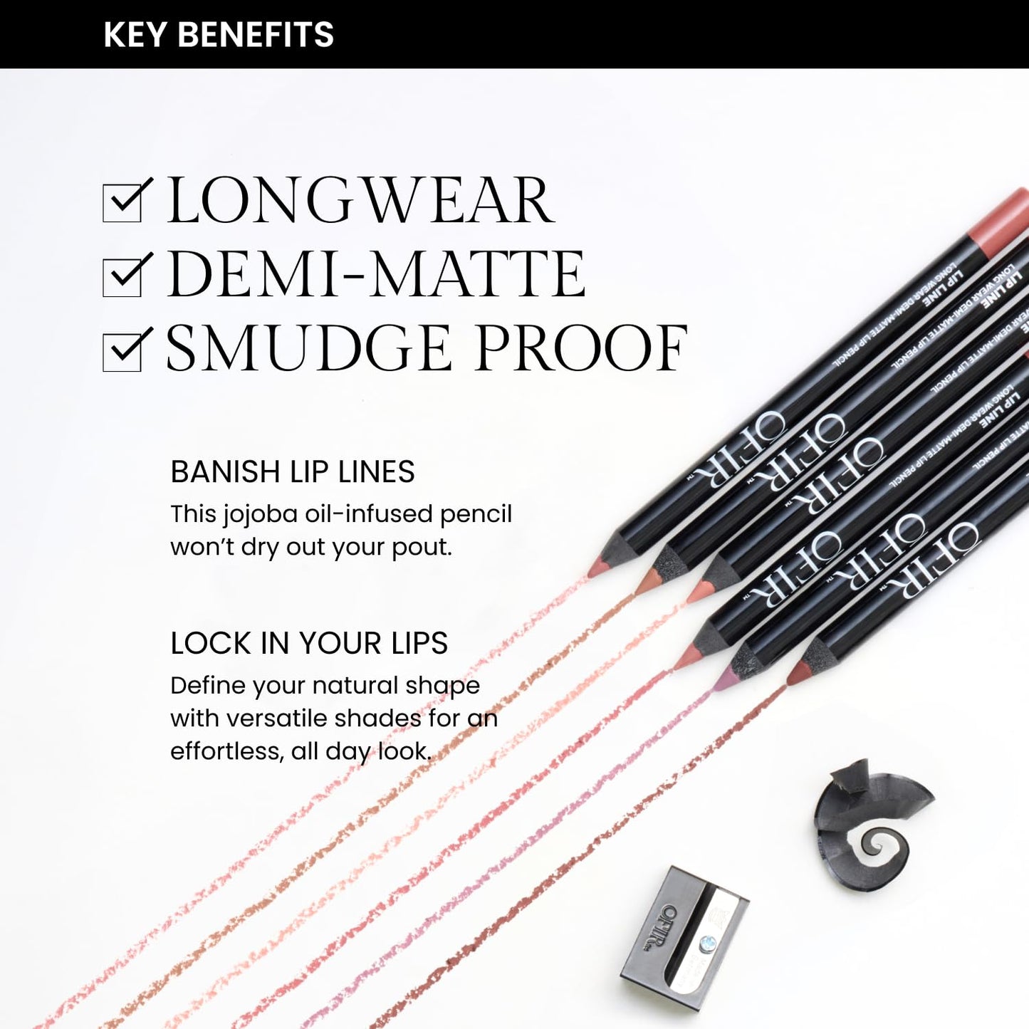 OFIR Longwear Demi-Matte Lip Pencil | Smudge-Proof, Easy Glide, Hydrating, Long-Lasting Color | Berry - Muted Plum Lip Liner Pencil | 0.042 OZ