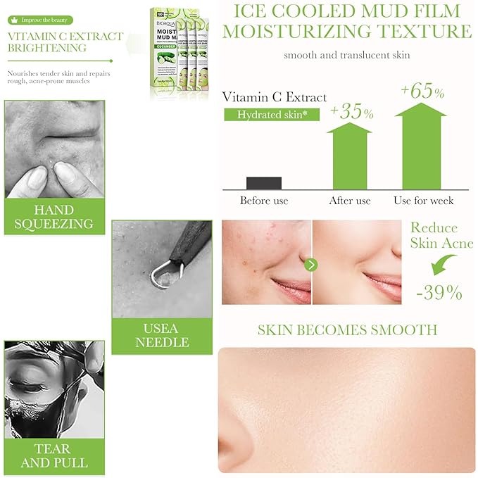 BIOAQUA Cucumber Moisturizing Facial Mud Mask Clean Pores Oil Control Refreshing Face Skin 8g x 10pcs