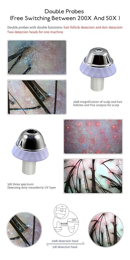 Skin Hair Scalp Detector Hair Follicle Facial Skin Oil Moisture 11 Inch HD LCD Screen Microscope Tester