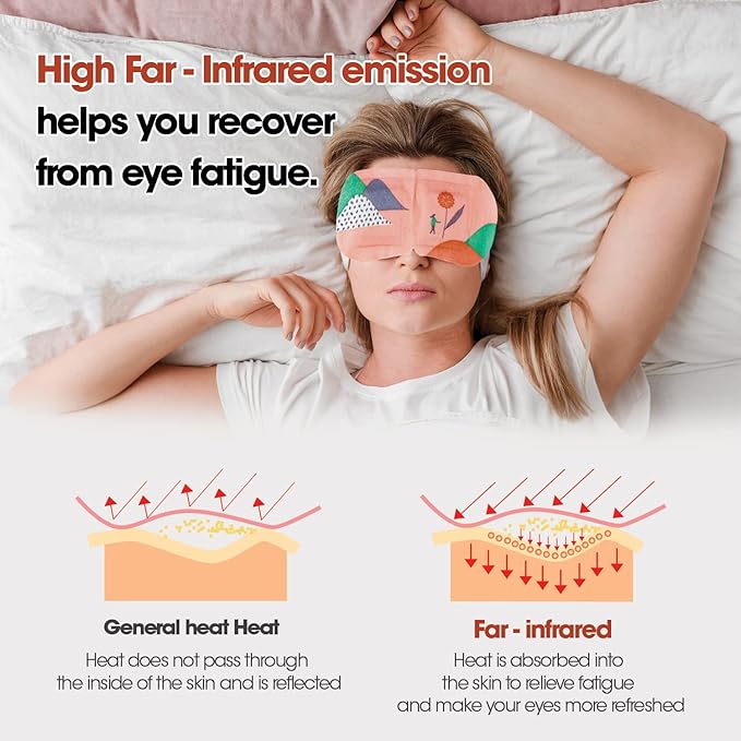 Epielle Steam Eye Mask Pack of 6 for Dry Eyes and Puffiness Helping Sleep with Melatonin Steam Moisture Self Inflate Heated from Korea