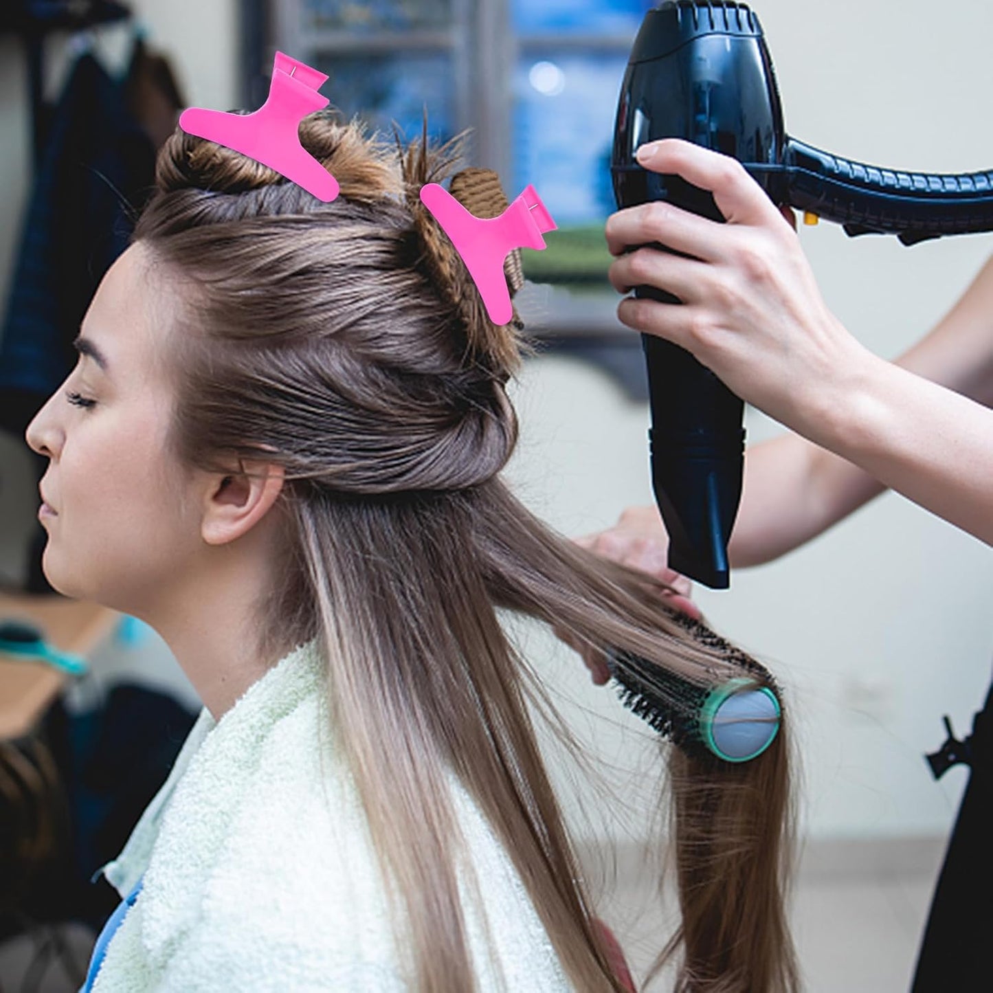 Hair Clips for Styling Sectioning 12 Pack Hot Pink Purple Blue Butterfly Clamps Hair Claw Clips Pro Salon Hair Clips for Styling, Sectioning, Cutting and Coloring