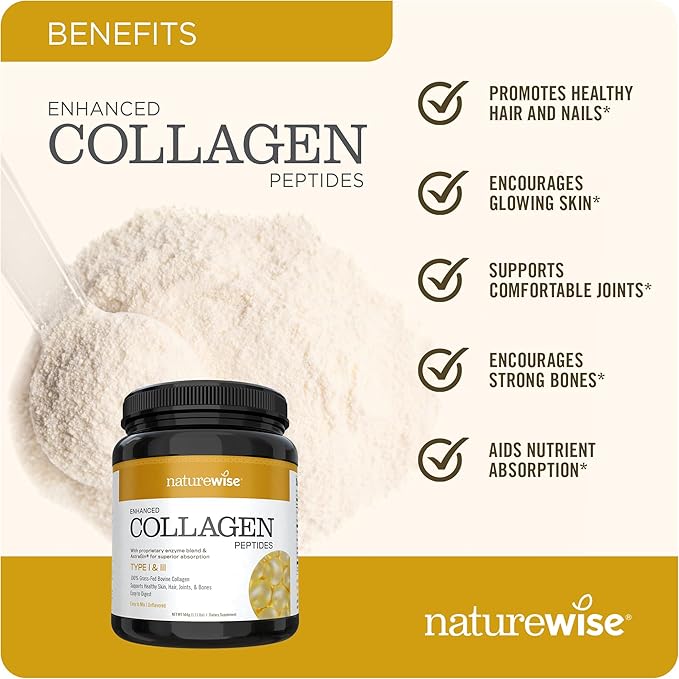 NatureWise Collagen Peptides Powder, Collagen for Women 1 & 3 Grass-Fed 45 Servings[45-Day Servings[45-Day Supply]