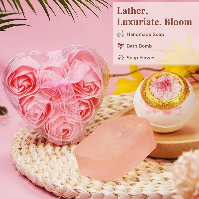 Birthday Gifts for Women - Luxury Self Care Gift Basket for Her, Mom, Sister, Bestied Coworker - Unique Spa Care Package with Flannel Blanket - Ideal for Mother's Day, Get Well Soon