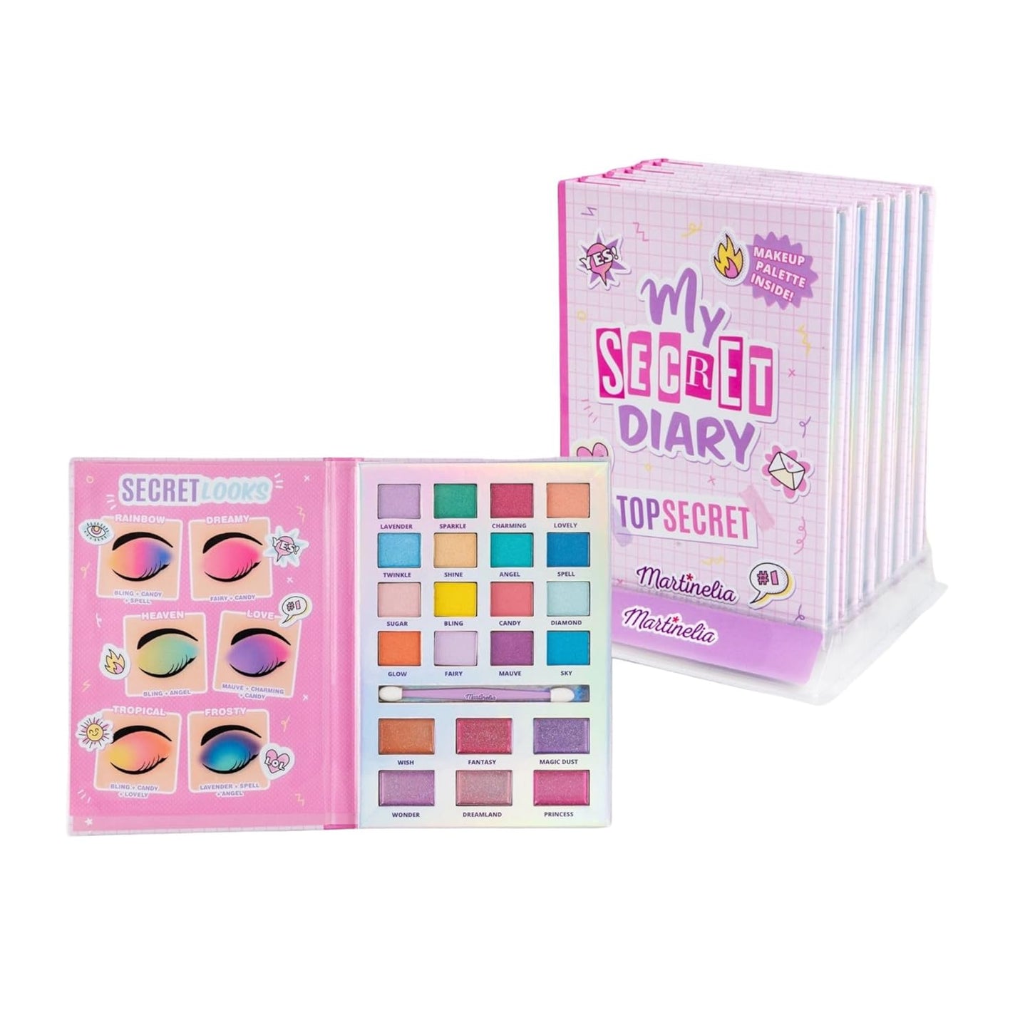 Martinelia Super Girl My Secret Diary Kids Makeup Set- Vanity Kit with Brushes, Eyeshadow, Blush & Lip Gloss- Non Toxic Play Make Up for Girls 5-12