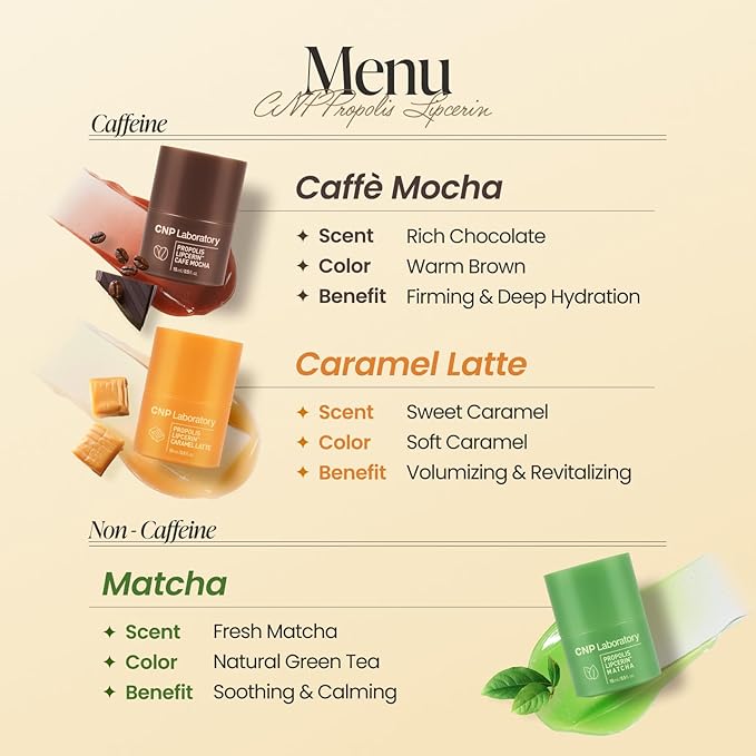 CNP Honey Lip Butter - Propolis Lipcerin™ 07 Matcha, Café Edition, Hydrating Overnight Manuka Lip Balm & Mask, 12hrs Long-lasting Moisture, Gifts for Women, Korean Skin Care, 0.5 fl.oz.
