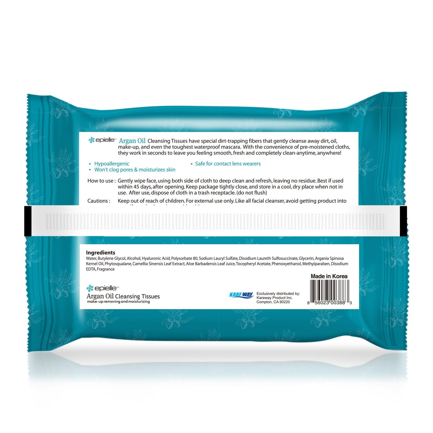 Epielle Argan Oil Makeup Remover Wipes, Gentle Daily Facial Cleanser Towelettes, Remove Dirt, Oil & Waterproof Mascara, Vegan & Cruelty-Free, 30 Count (Pack of 6)