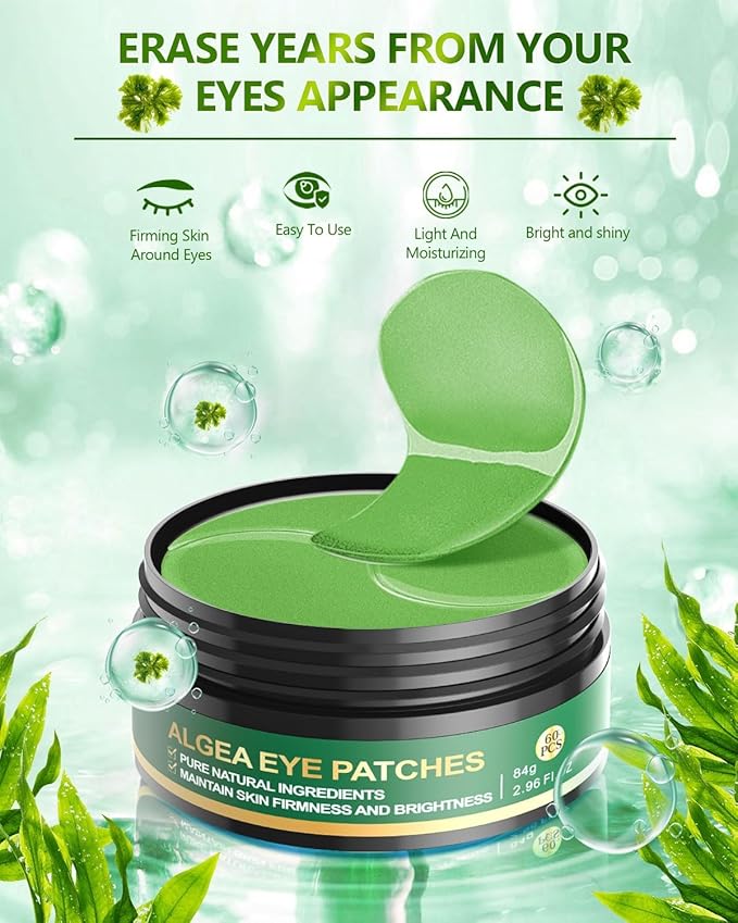 120 Pcs Chlorella Eye Patches,Collagen Under Eye Mask for Puffy Eyes & Dark Circles, Combat Fine Lines and Wrinkles,Non-Irritating Under Eye Patches