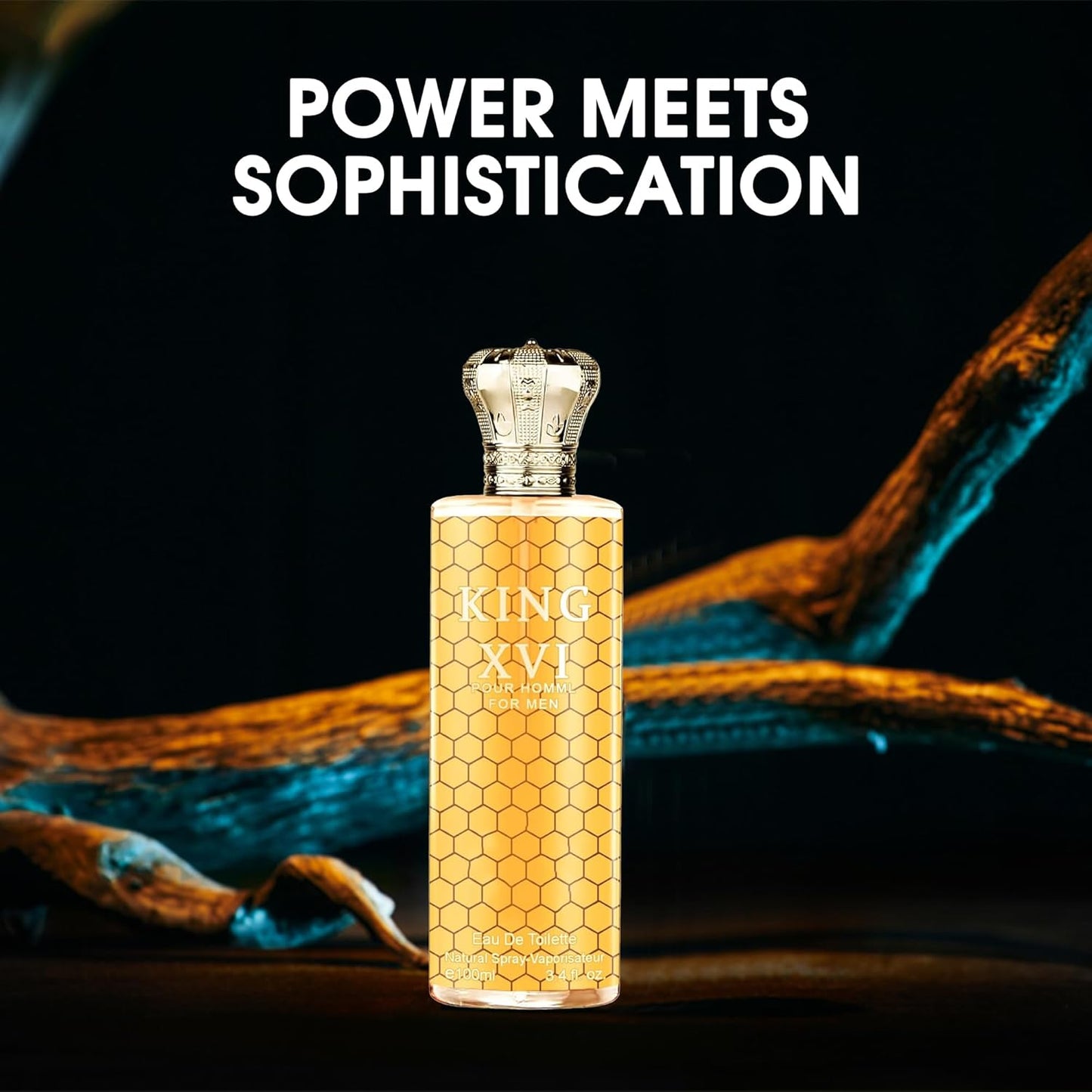 King XVI Sensual Woody Fragrance for Men | Long Lasting Cologne Aromatic Scent, Eau de Parfum Natural Spray - Great Holiday Gift, 3.4 Fl Oz/100 Ml