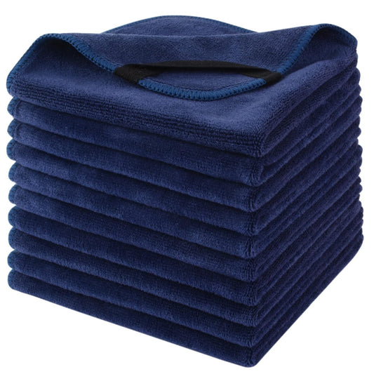 SINLAND Microfiber Facial Cloths Fast Drying Washcloth 12inch x 12inch (Pack of 10, Navy Blue)