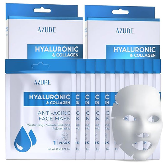 AZURE Hyaluronic & Retinol Anti Aging Under Eye Pads- Moisturizing & Rejuvenating Eye Mask Patches - Reduces Fine Lines, Wrinkles, Dark Circles & Puffiness - Skin Care Made in Korea - 10 Pairs