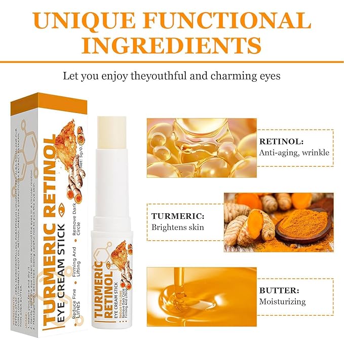 Turmeric Retinol Eye Cream Stick,Lumibalm for Under Eye Bags,Lumistick Eye Turmeric Retinol,Anti Aging Eye Balm Stick Hydrating (2pcs)