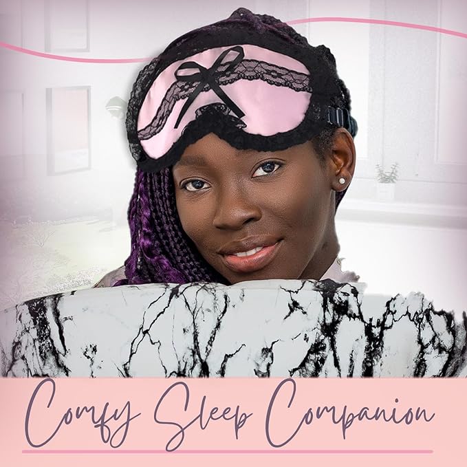 Celestial Silk Mulberry Silk Sleep Eye Mask with Adjustable Elastic Strap (One Size, Silk & Lace)