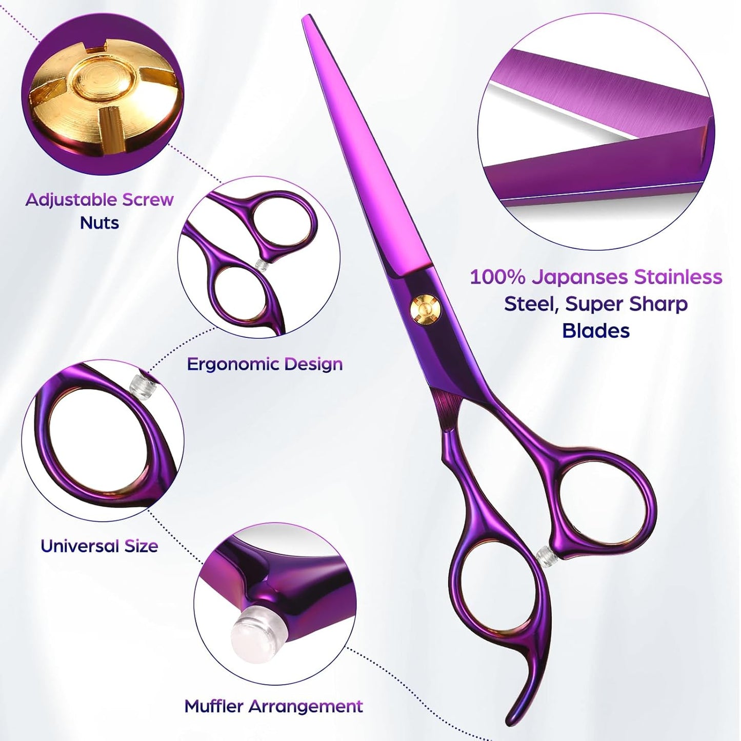 Hair Cutting Scissors Professional 6.89 inch Barber Scissors Multifunctional Salon Thinning Scissors Straight Shears Tools for Mother Father Friends' Christmas Gift