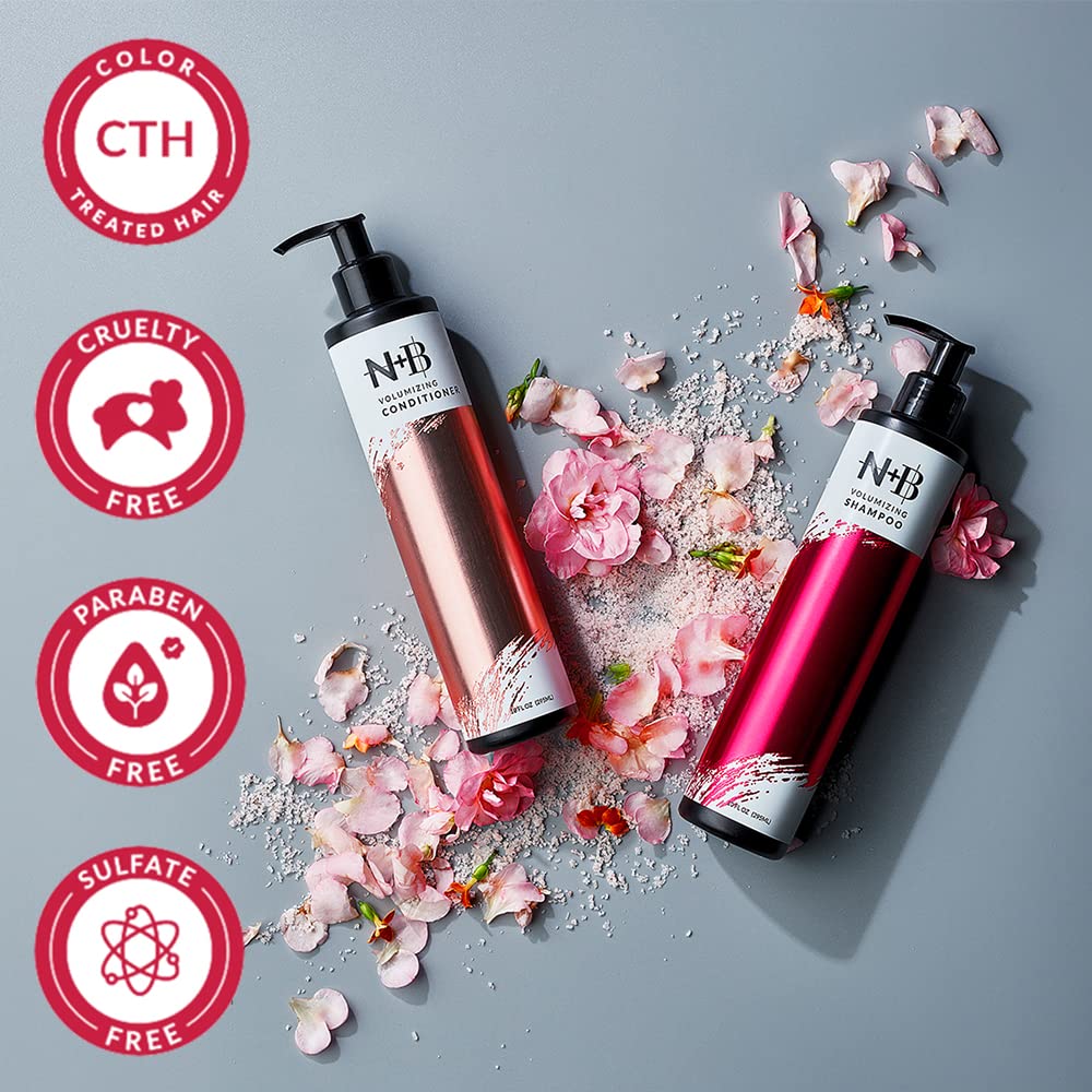 Nicole + Brizee N+B Volume Shampoo + Conditioner Set | Sulfate-Free, Paraben-Free | Strengthens, Hydrates, Volumizes, Nourishes | For All Hair Types | USA Made