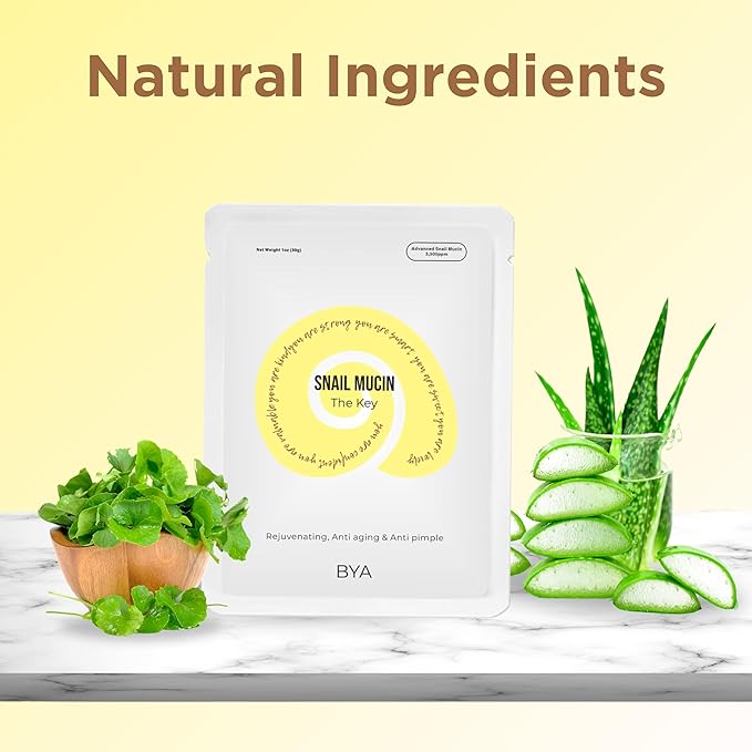 BYA - Rejuvenating, Anti aging, Anti pimple, Snail Mucin, Face Masks Skincare, Facial Mask, Face Mask Skin Care, Sheet Mask, Face Mask Set, Face Sheet Masks Skincare, Hydrating Face Masks Sheets