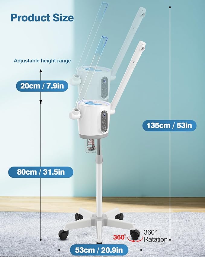 Kingsteam 2 in 1 Hot and Cold Facial Steamer, 30 Min Timer, Ionic Facial Steamer for Home, Esthetician, Professional Nano Water Mist with Large Water Volume for Beauty Salons - Ozone Facial Sprayer