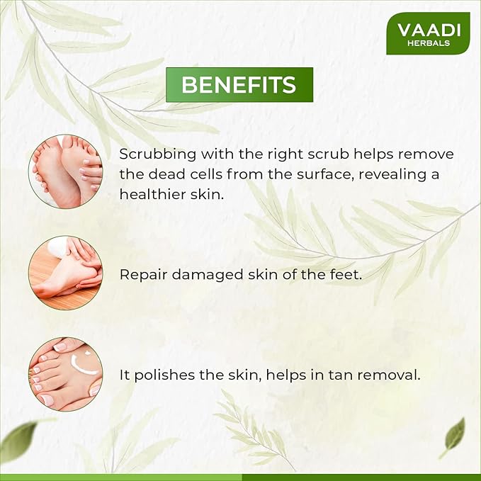 Vaadi Herbals Foot Scrub Foot Scrub Exfoliator Foot Scrub Cream Natural, Anti-Fungal Callus Remover And Therapeutic Exfoliator Fast Absorbing Makes Your Feet Super Soft 110 Grams
