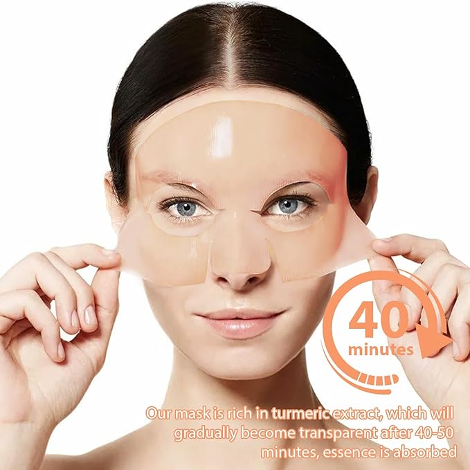 Turmeric Hydrogel Face Masks Skincare 4 Pack, Deep Hydrating Overnight Facial Mask Sheet, Hydro Jelly Masks for Facials Professional, Night Gel Wrapping masks Sheet for Women Skin Care