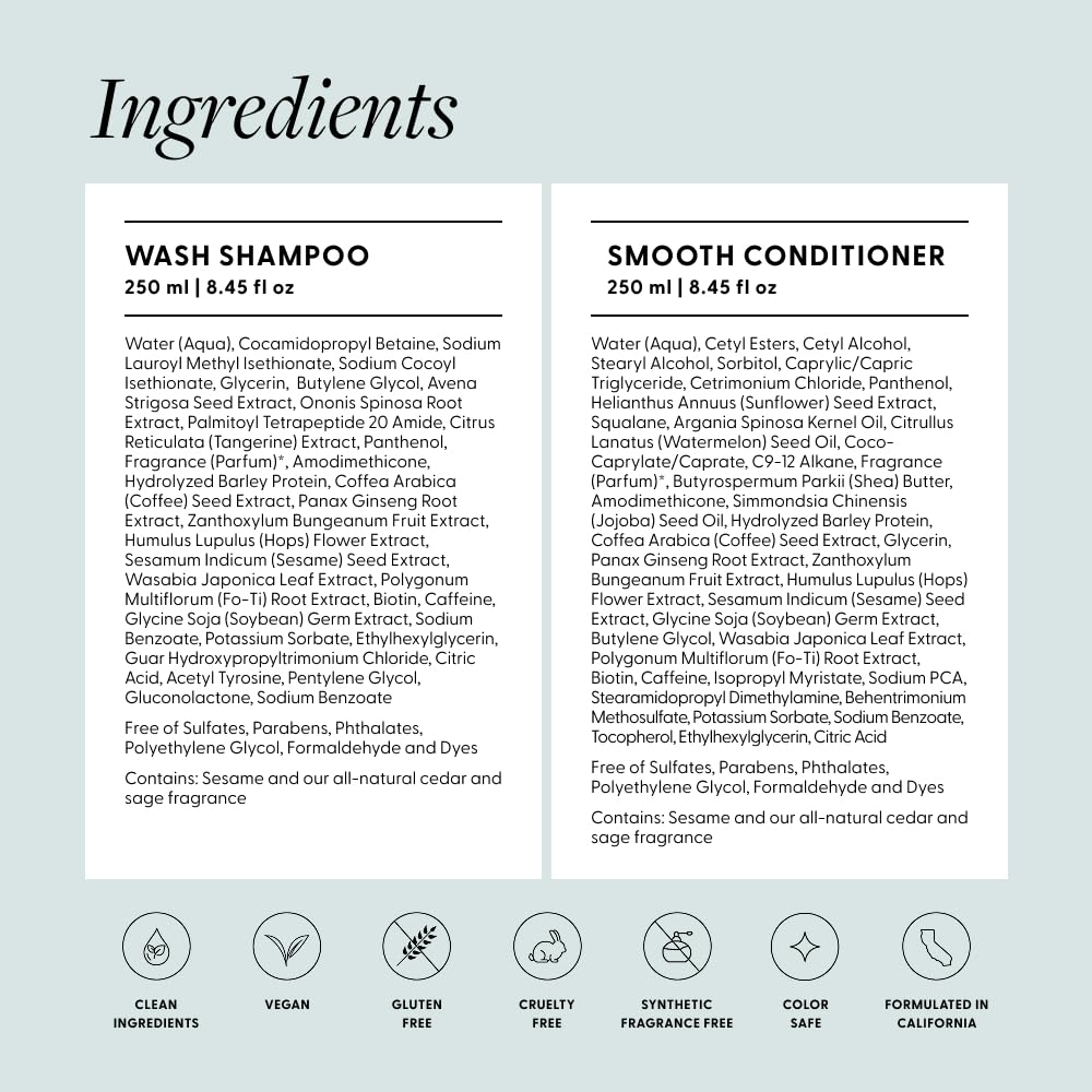 Arey Shower Duo | Daily Wash Shampoo and Smooth Conditioner Set | Delay + Reduce the Signs of Aging Grey Hair | Retain Moisture, Promote Smoothness | Vegan, Gluten-Free & Cruelty Free (2 Pack)