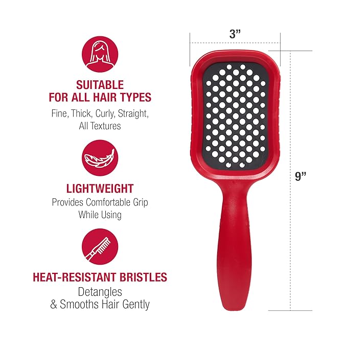 Red by Kiss 1" Ceramic Styler Flat Iron, Heat Protector & Styling Serum, and Heat-Resistant Detangling Hair Brush