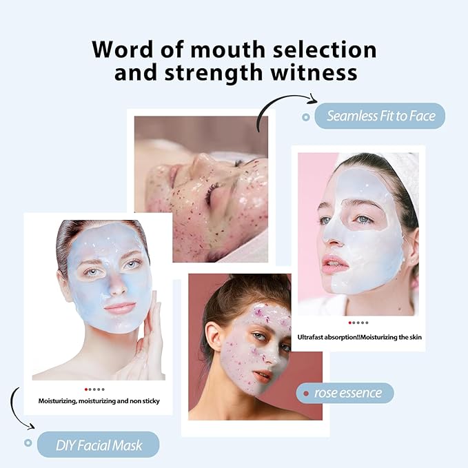 Jelly Mask for Facials, Hydrating & Moisturizing Peel-Off Rubber Gel Face Mask Skin Care for Deep Hydration & Glow, 23 Fl Oz Jar Professional Spa Use for All Skin Types with hyaluronic acid