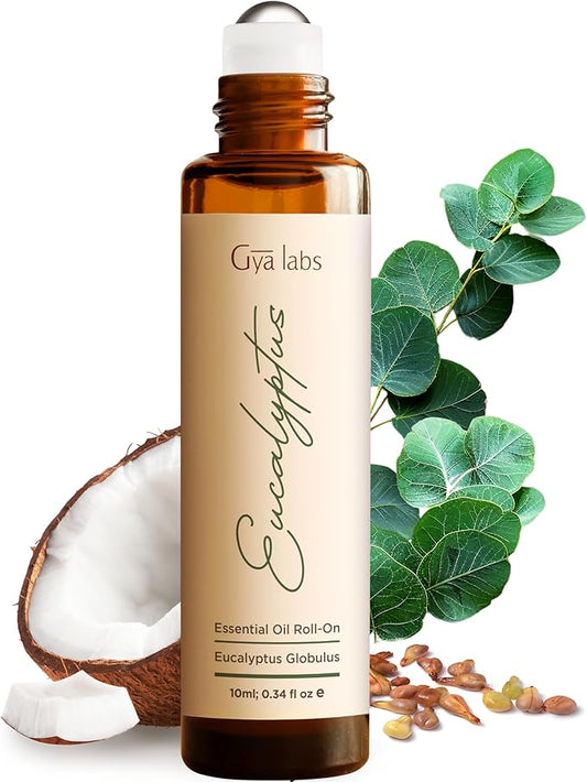 Gya Labs Eucalyptus Essential Oil Roll on for Soothing Comfort - 100% Pure Natural Eucalyptus Oil Roller for Skin, Relaxing Aromatherapy, Travel Size (0.34 Fl Oz)