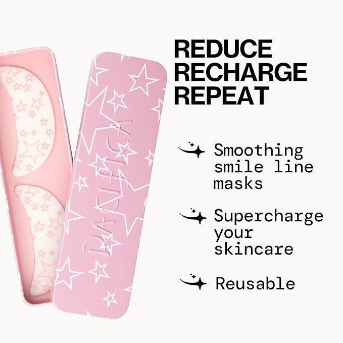 Pacifica Beauty Reusable Smile Line Mask, Skincare, Silicone Mask, For Fine Lines and Wrinkles, Lift and Firm, Pair with Serum, Storage Tin Included, Skin Care, Smile Line Patches, Vegan, 2 Pieces