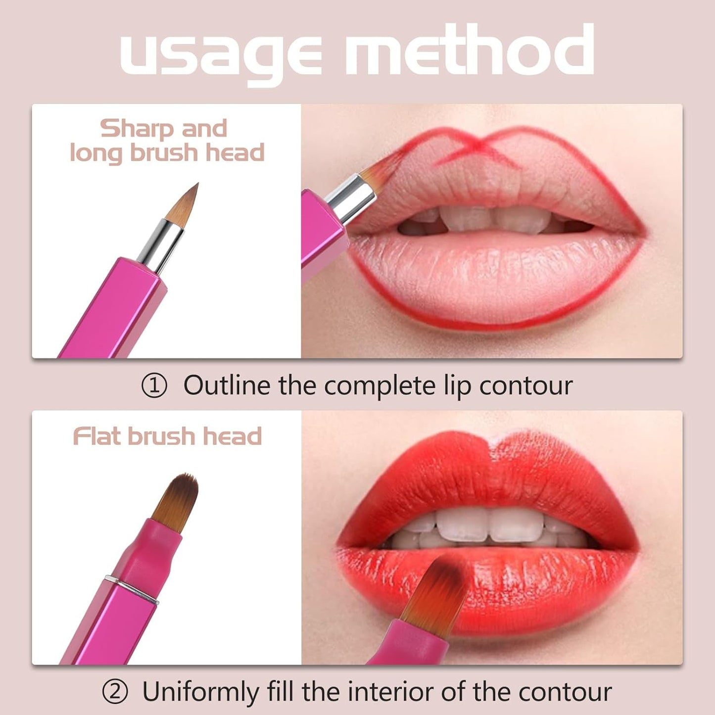 Retractable Retractable Dual-ended Lipstick Brush Double-ended Lip Makeup Brush Lip Gloss, Eyeshadow-2PCS (Gold + Rose)