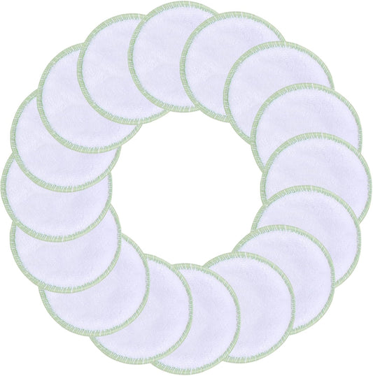 SUNLAND Reusable Makeup Remover Pads for Face,Eye,Lips 16 Pack Microfiber Face Cleansing Gloves Washable with Laundry Bag and Travel Bag Rounds Toner Pads（Round 3.15inchx16 White）