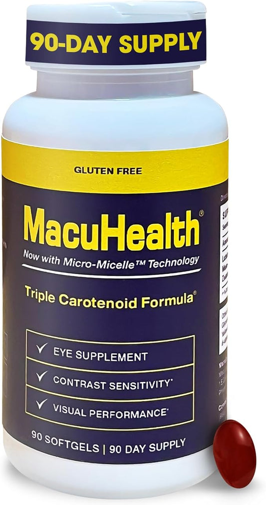 Macuhealth Triple Carotenoid Formula - Eye Vitamins for Adults - 90 Softgels, 3 Month Supply