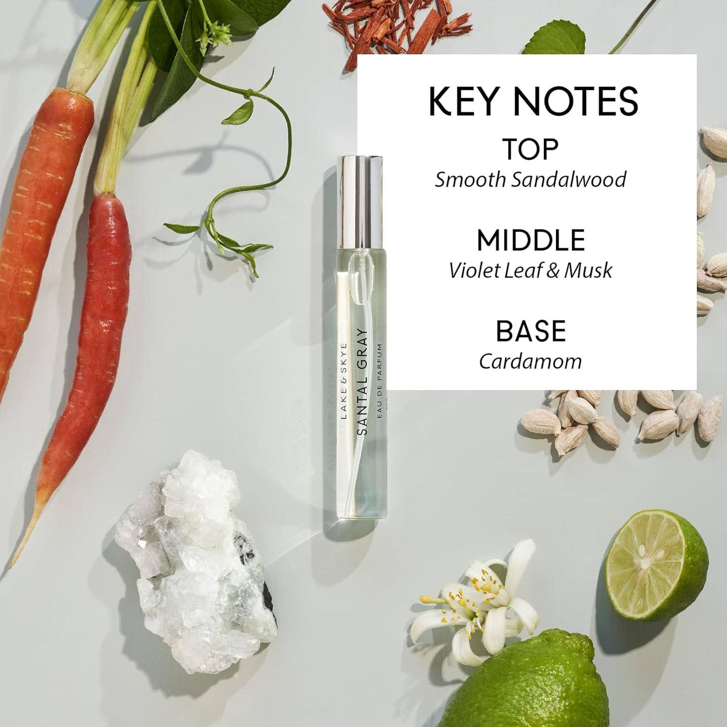 Lake & Skye Santal Gray Eau de Parfum, Long Lasting Fragrance, 0.5 fl oz (15 ml) - Woody Scent