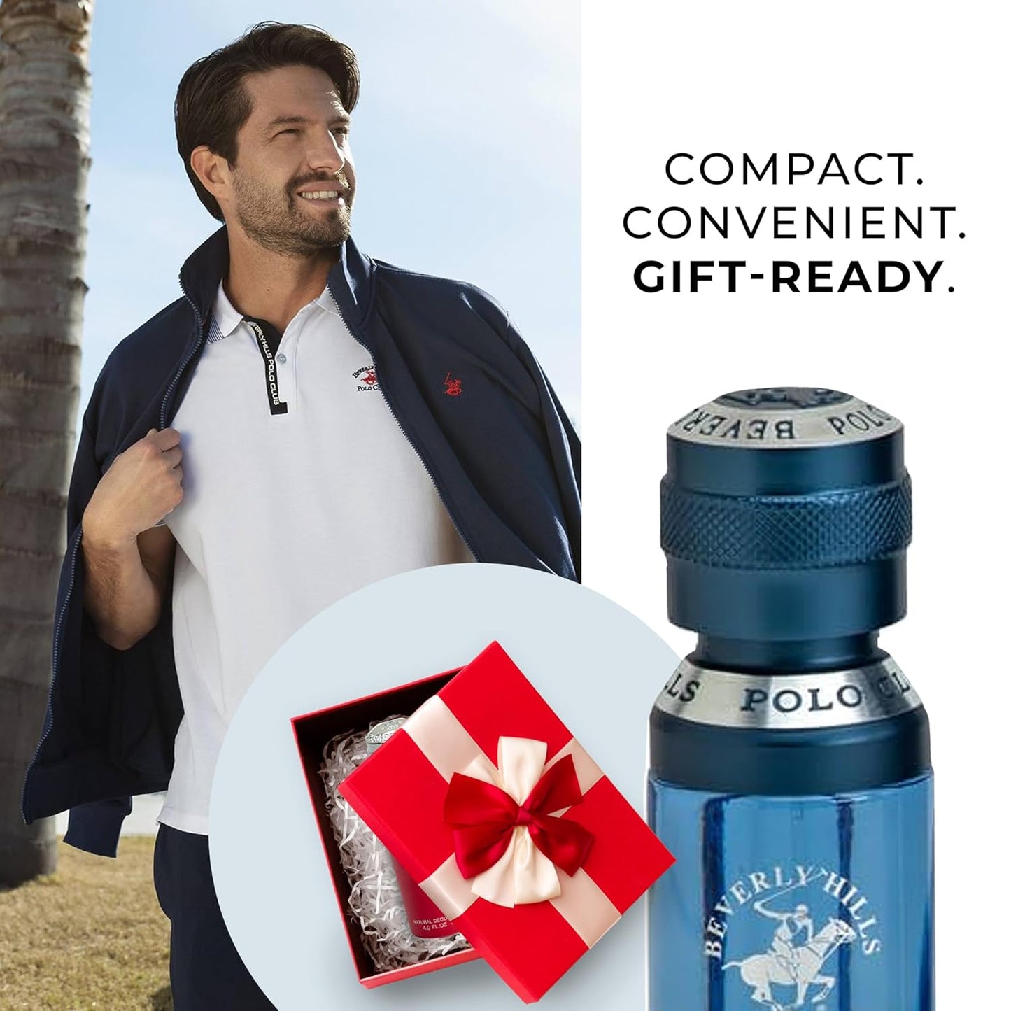 Beverly Hills Polo Club BHPC Men's Aqua Eau De Toilette Bonus Pack - 1.7oz EDT & Portable Travel Spray for Everyday Freshness