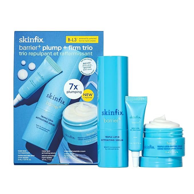 Skinfix Barrier + Firm Trio - Full-Size Plumping Serum, Mini Moisturizer, Mini Eye Cream with Patented B-L3™ Complex - Hydrate & Strengthen Skin Barrier