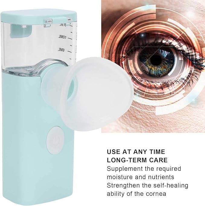 Dioche Portable Dry Eye Humidifier & Facial Steamer - Eye Mist Sprayer for Moisturizing, Fast Steam, Makeup (Blue)
