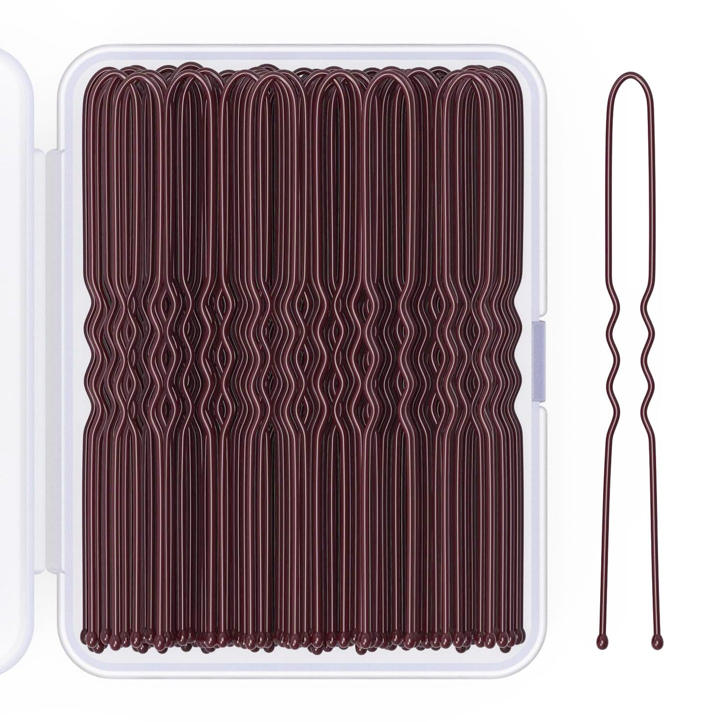 2.8 Inch U Shaped Hair Pins for Women Girls, Long Hair Pin Bobby Pin for Secure Bun Hairstyles, 100 Count (Brown)
